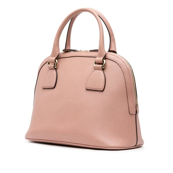 Pre-owned Gucci Small Dollar Calfskin GG Charm Dome Satchel Pink