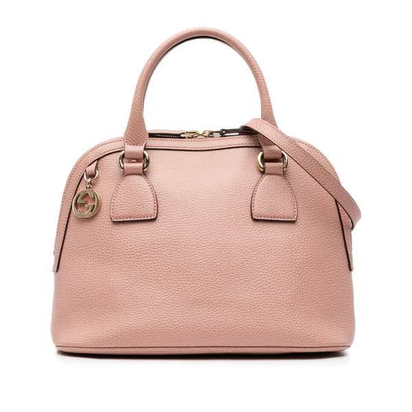 Pre-owned Gucci Small Dollar Calfskin GG Charm Dome Satchel Pink
