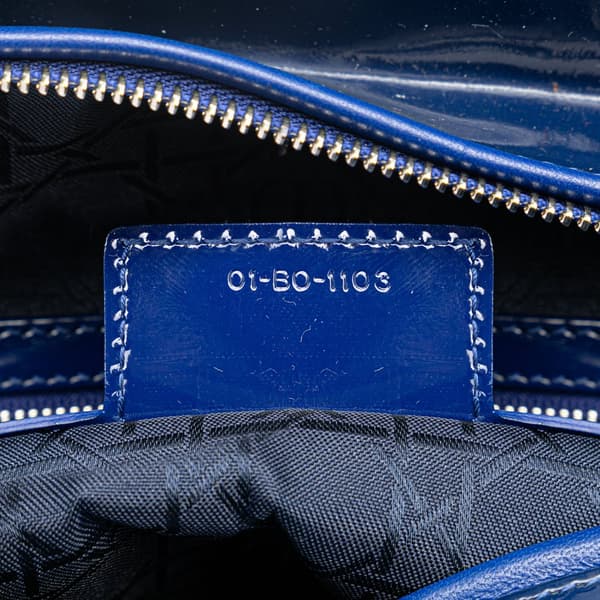 Pre-owned Dior Large Patent Cannage Lady Dior Blue