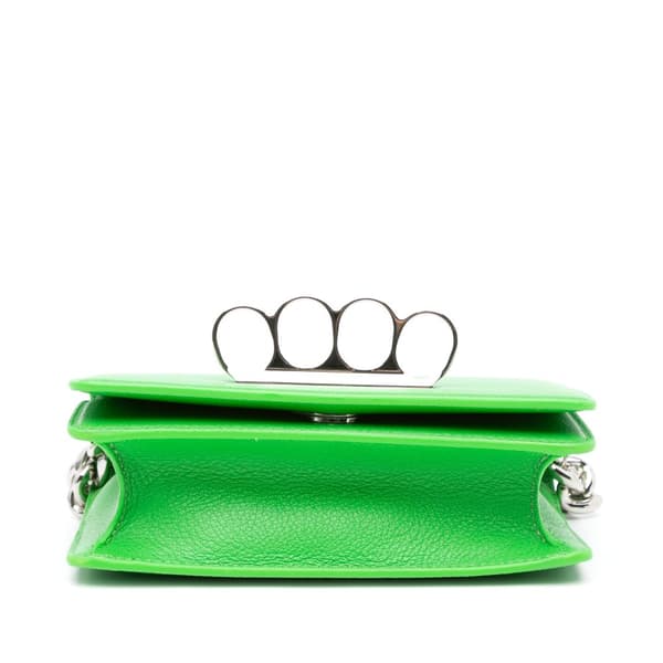 Pre-owned Alexander McQueen Calfskin Four Ring Knuckle Satchel Green