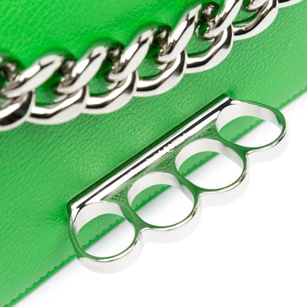 Pre-owned Alexander McQueen Calfskin Four Ring Knuckle Satchel Green
