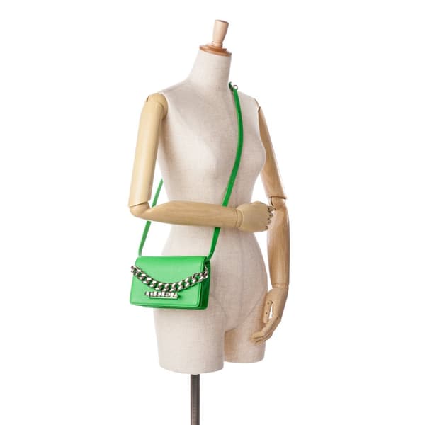 Pre-owned Alexander McQueen Calfskin Four Ring Knuckle Satchel Green
