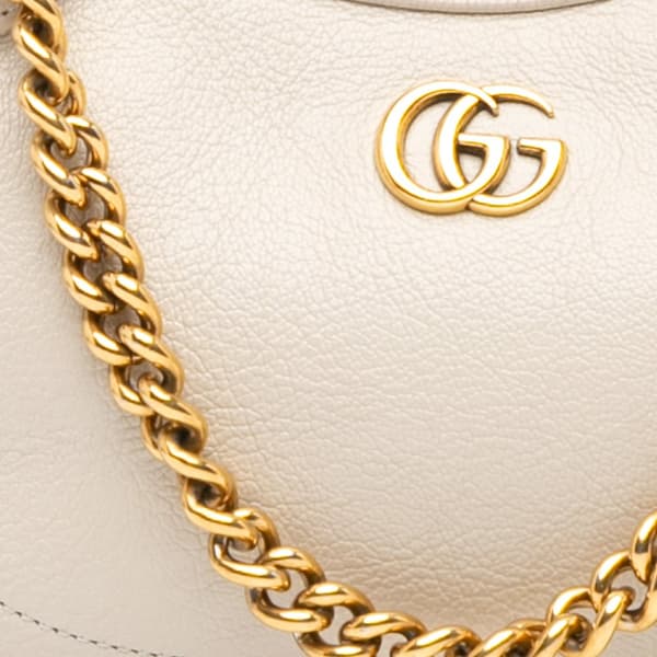 Pre-owned Gucci Small Calfskin Aphrodite Satchel White