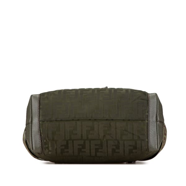 Pre-owned Fendi Medium Zucca Nylon Zip Code Handbag Green