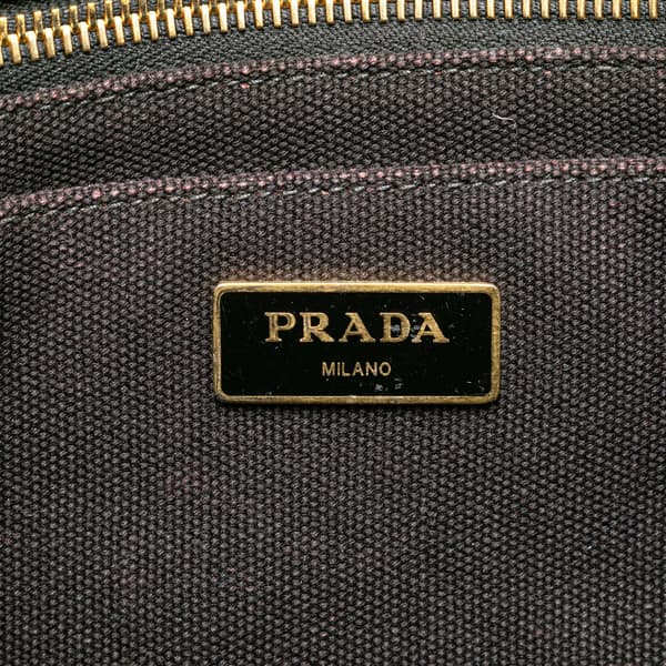 Pre-owned Prada Small Canvas Canapa Logo Satchel Black