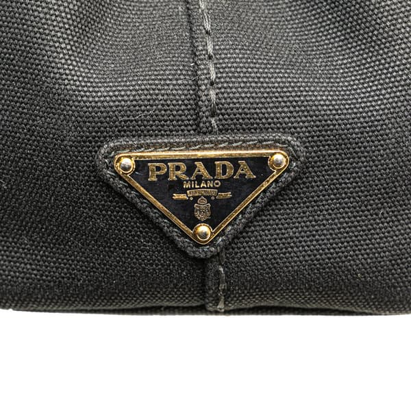 Pre-owned Prada Small Canvas Canapa Logo Satchel Black