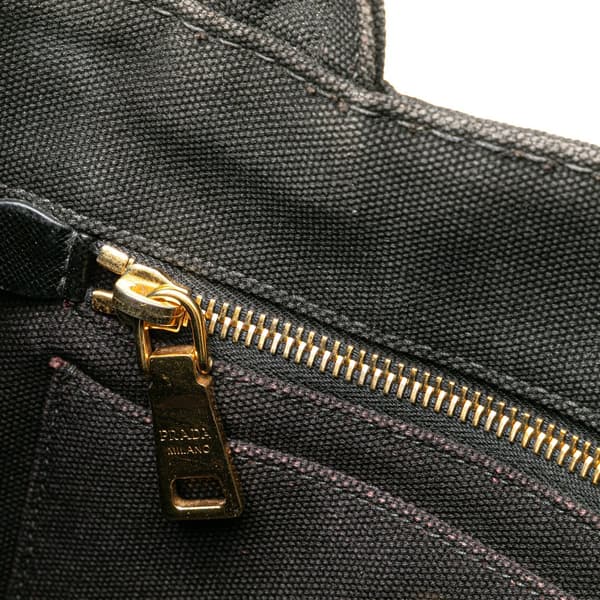 Pre-owned Prada Small Canvas Canapa Logo Satchel Black