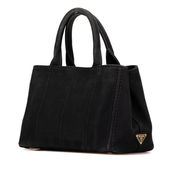 Pre-owned Prada Small Canvas Canapa Logo Satchel Black