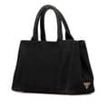 Miniatyrbilde 2 av 10: Pre-owned Prada Small Canvas Canapa Logo Satchel Black
