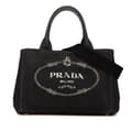 Miniatyrbilde 1 av 10: Pre-owned Prada Small Canvas Canapa Logo Satchel Black