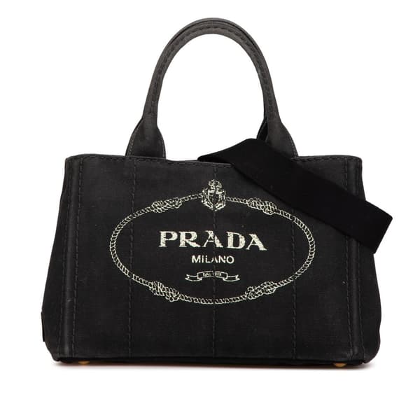 Pre-owned Prada Small Canvas Canapa Logo Satchel Black