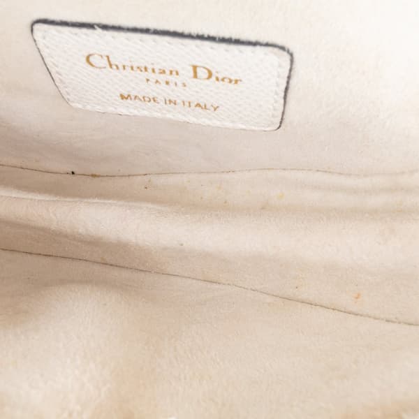 Pre-owned Dior Mini Grained Calfskin Saddle Bag White