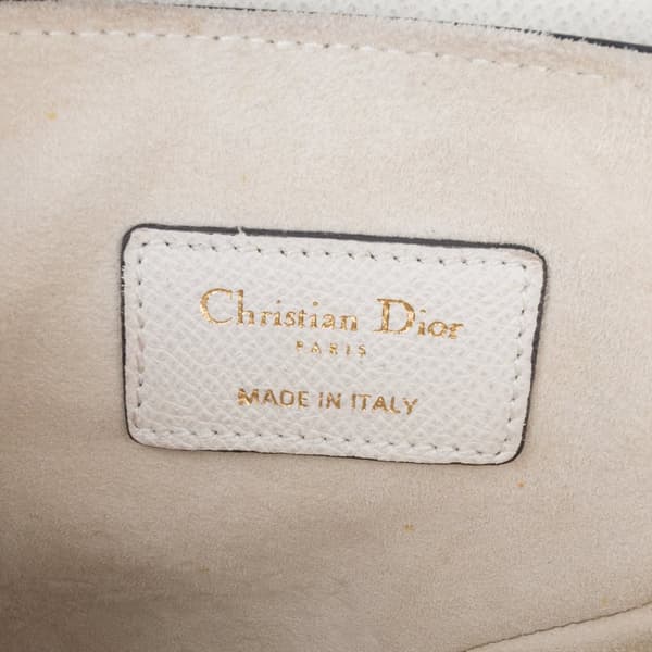 Pre-owned Dior Mini Grained Calfskin Saddle Bag White