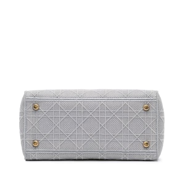 Pre-owned Dior Medium Canvas Cannage Lady D Lite Gray