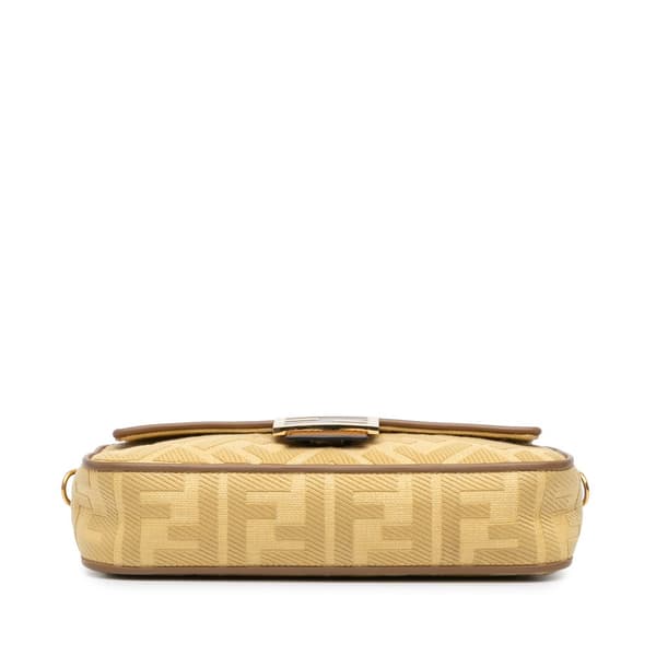 Pre-owned Fendi Zucca Embroidered Canvas Baguette Satchel Yellow