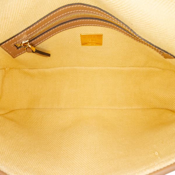 Pre-owned Fendi Zucca Embroidered Canvas Baguette Satchel Yellow