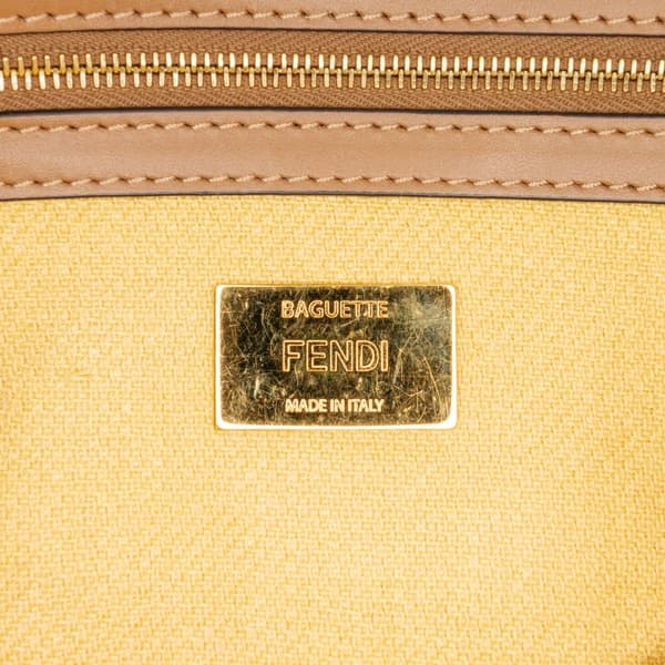 Pre-owned Fendi Zucca Embroidered Canvas Baguette Satchel Yellow