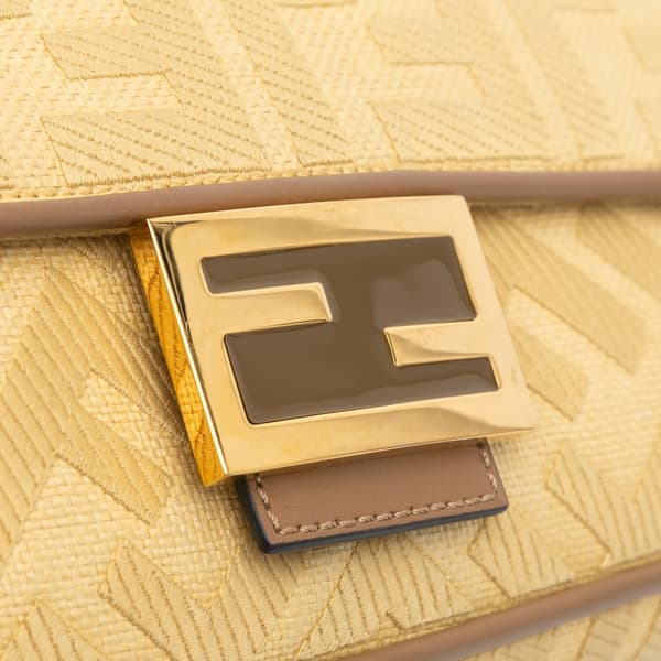 Pre-owned Fendi Zucca Embroidered Canvas Baguette Satchel Yellow