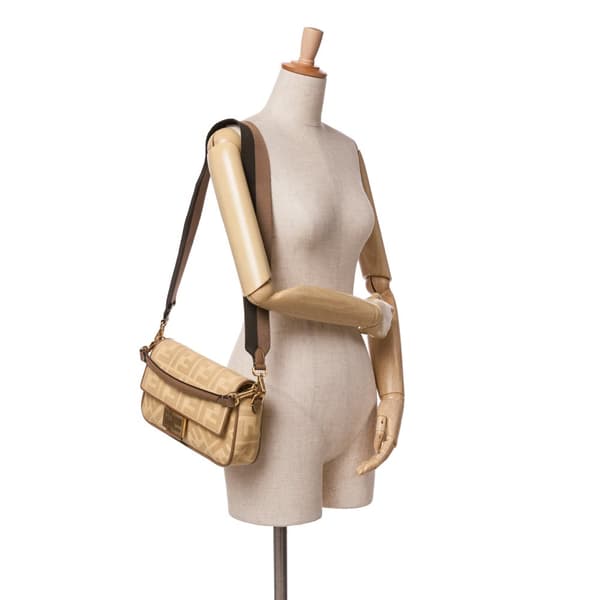 Pre-owned Fendi Zucca Embroidered Canvas Baguette Satchel Yellow