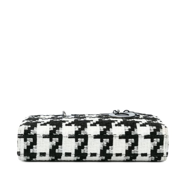 Pre-owned Dior Medium Canvas Macro Houndstooth Lady D Joy Black