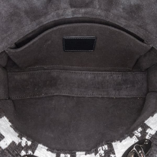 Pre-owned Dior Medium Canvas Macro Houndstooth Lady D Joy Black