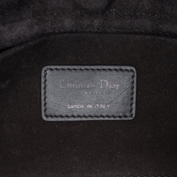 Pre-owned Dior Medium Canvas Macro Houndstooth Lady D Joy Black