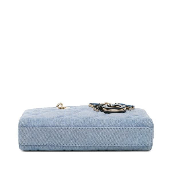 Pre-owned Dior Small Denim Macrocannage Lady D Joy Blue