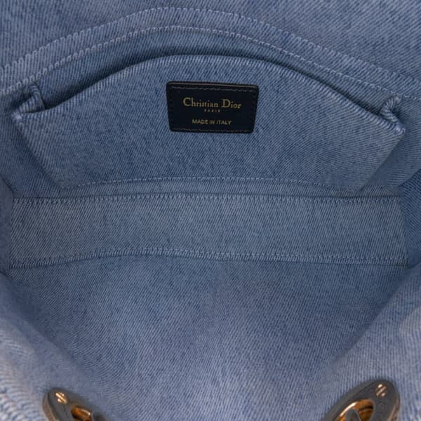 Pre-owned Dior Small Denim Macrocannage Lady D Joy Blue