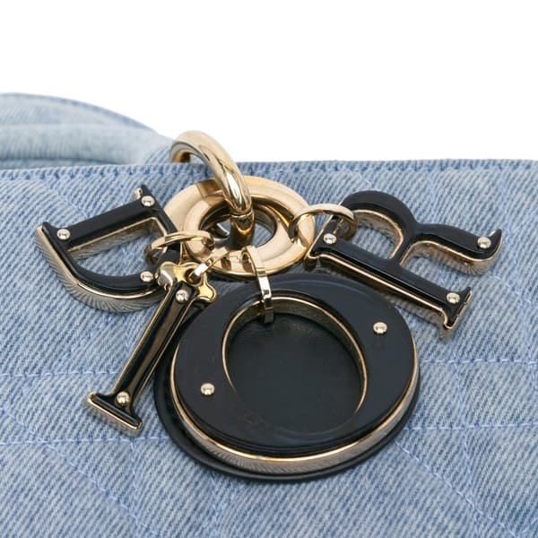 Pre-owned Dior Small Denim Macrocannage Lady D Joy Blue