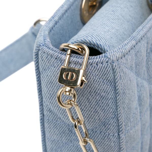 Pre-owned Dior Small Denim Macrocannage Lady D Joy Blue