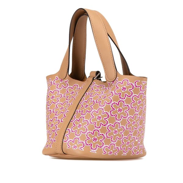 Pre-owned Hermès Micro Swift Lucky Daisy Picotin Lock 14 Brown