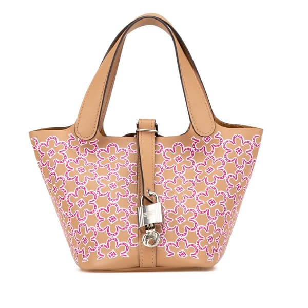 Pre-owned Hermès Micro Swift Lucky Daisy Picotin Lock 14 Brown