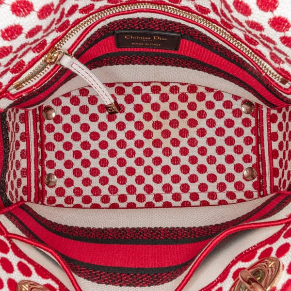 Pre-owned Dior Medium Canvas DiorAmour Dots Lady D Lite Red