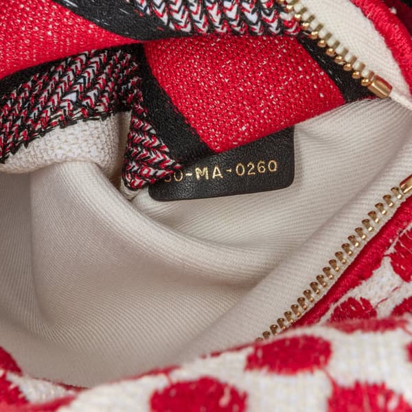Pre-owned Dior Medium Canvas DiorAmour Dots Lady D Lite Red