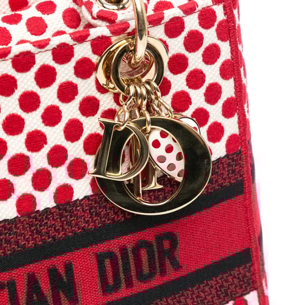 Pre-owned Dior Medium Canvas DiorAmour Dots Lady D Lite Red