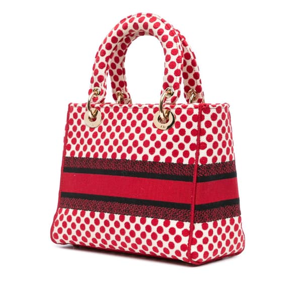 Pre-owned Dior Medium Canvas DiorAmour Dots Lady D Lite Red