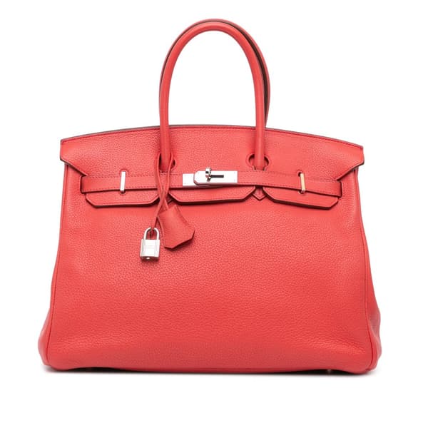 Pre-owned Hermès Togo Birkin Retourne 35 Red