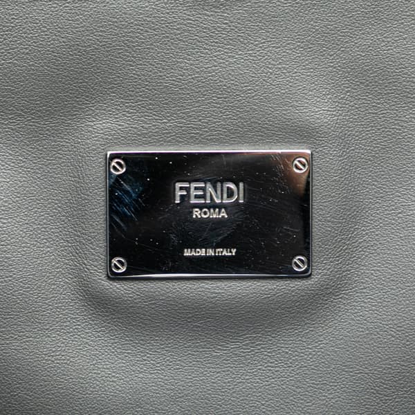 Pre-owned Fendi Large Zucca Embossed Leather Peekaboo Iconic Essential Satchel Blue