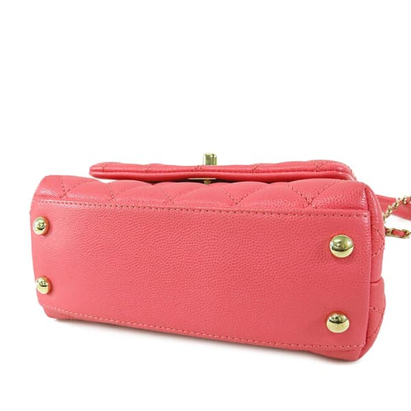 Pre-owned Chanel Extra Mini Caviar and Lizard Embossed Coco Top Handle Bag Pink