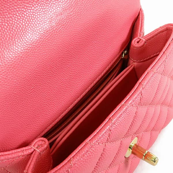 Pre-owned Chanel Extra Mini Caviar and Lizard Embossed Coco Top Handle Bag Pink