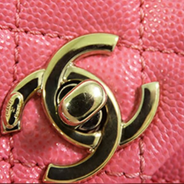 Pre-owned Chanel Extra Mini Caviar and Lizard Embossed Coco Top Handle Bag Pink