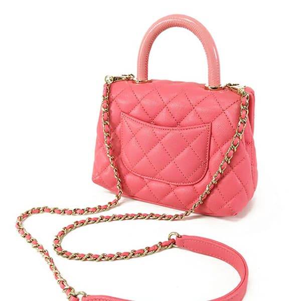 Pre-owned Chanel Extra Mini Caviar and Lizard Embossed Coco Top Handle Bag Pink