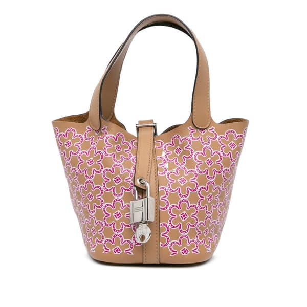 Pre-owned Hermès Micro Swift Lucky Daisy Picotin Lock 14 Brown