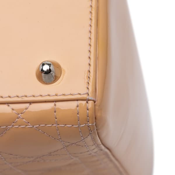 Pre-owned Dior Large Patent Cannage Lady Dior Brown