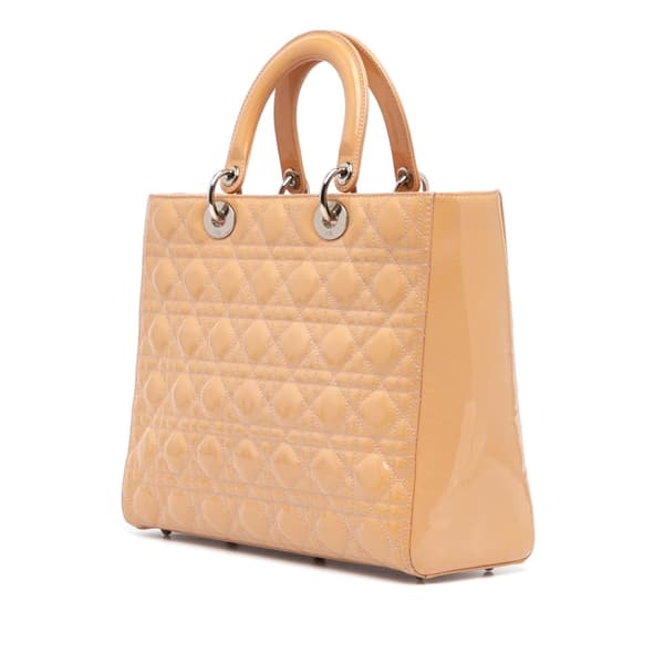 Pre-owned Dior Large Patent Cannage Lady Dior Brown