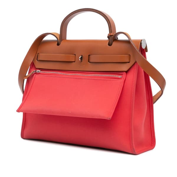 Pre-owned Hermès Toile Herbag Zip 31 Red