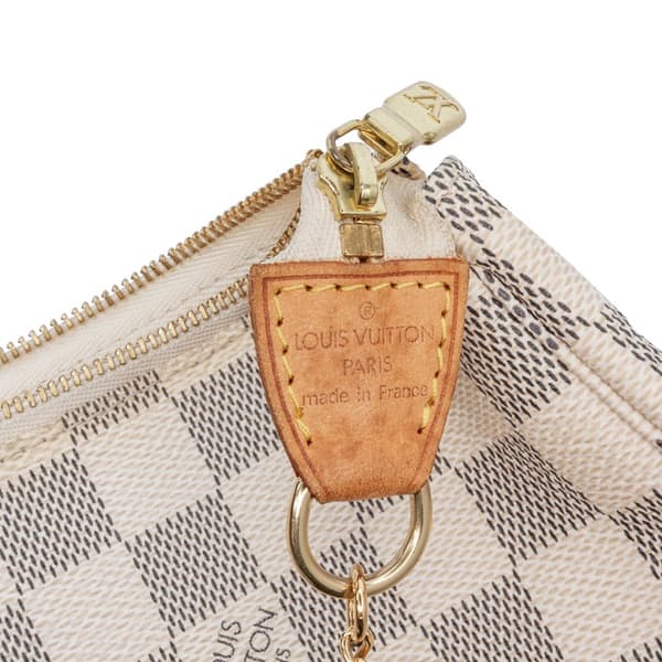 Pre-owned Louis Vuitton Damier Azur Mini Pochette Accessoires White