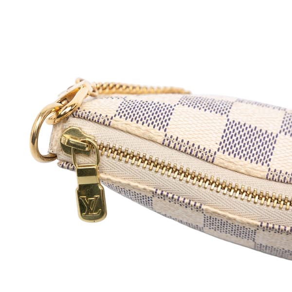 Pre-owned Louis Vuitton Damier Azur Mini Pochette Accessoires White