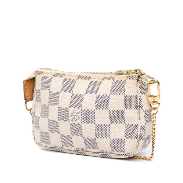 Pre-owned Louis Vuitton Damier Azur Mini Pochette Accessoires White