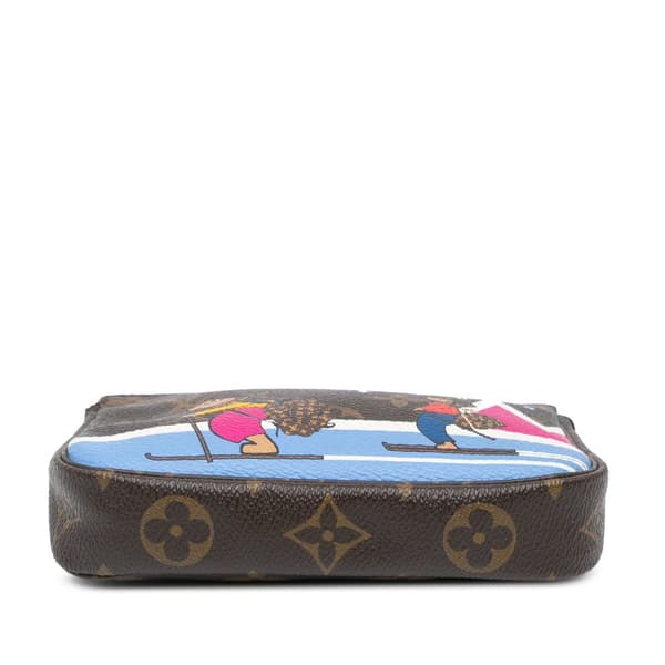 Pre-owned Louis Vuitton Monogram Bears on Skis Christmas Animation Mini Pochette Accessories Brown